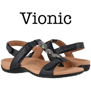 Vionic Farra Black Sandals Size 7.5
